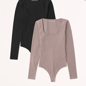 Women's Black and Tan Bodysuit Set